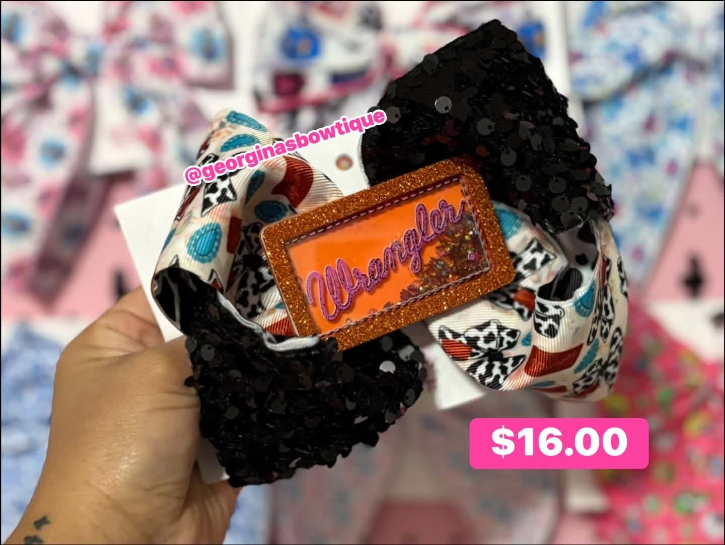 Wrangler Inspired Cow Print 5”in Double Boutique Bow