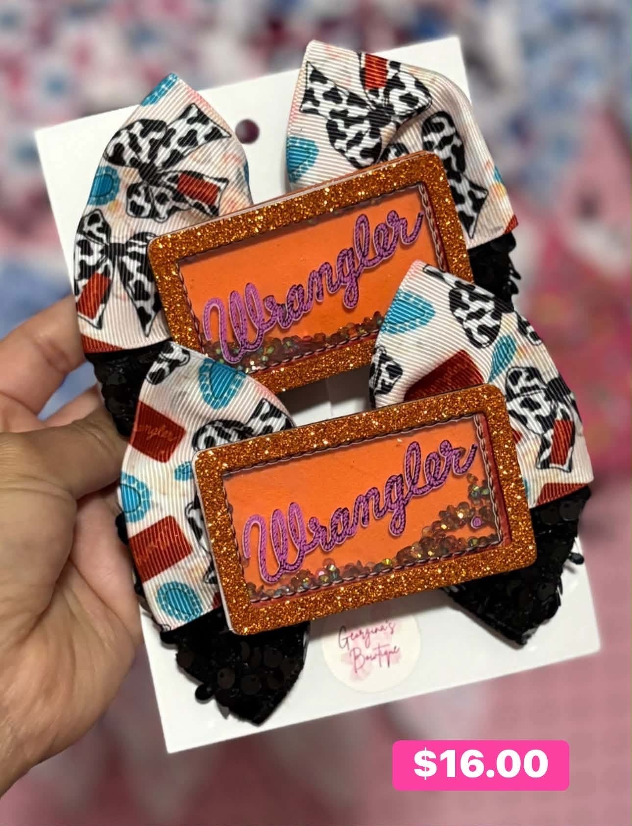 Wrangler Inspired Cow 4”in Oversized Pigtails